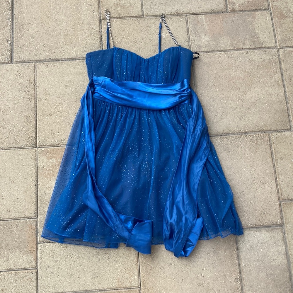 Speechless Blue Mini Dress with Glitter Detail